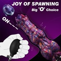 Dildo inflable de monstruo ovariano de 26 cm con ano inflable y 4 huevos de silicona, bomba vaginal, juguetes sexuales extremos para mujeres y hombres