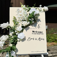 Panneau de bienvenue personnalisé autoportant pour mariage, avec fleurs bleues, décoration événementielle, boîte à fleurs, support de bienvenue pour la décoration de mariages