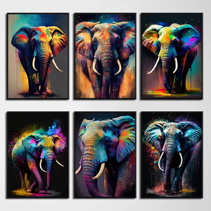Graffiti moderne art éléphant toile murale art affiches et animal coloré <span class=keywords><strong>mural</strong></span> salon décoration de la maison peintures - Product Image 2