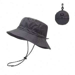 Windproof Waterproof Polyester Custom Children's Bucket <b>Hat</b> Outdoor Fishing Foldable Sun <b>Hat</b> Secure Chin Strap Hiking Camping - Product Image 3