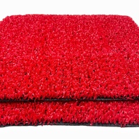 Günstiger Preis Innen- und Außendekoration 10mm Künstliches Rotes Gras Synthetischer Teppich Rasen