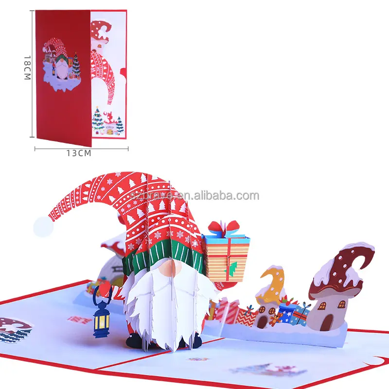 Handgemachte Weihnachten Geschenk Papier Liebhaber 3D Santa Gnome Pop Up Weihnachts karte Popup Grußkarten für Weihnachten