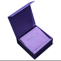 Boîte à bijoux et pochettes en papier gaufré carré personnalisées, couleur violette, avec aimant, pour la Saint-Valentin