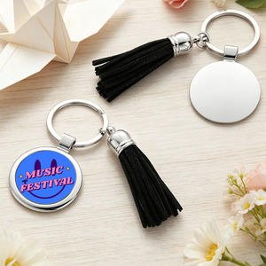 Sports Series Sublimation Blank Metal Keychain <b>Table</b> <b>Tennis</b> Pickleball Football Cross Round Tassel Rhombus - Product Image 3