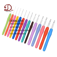 Lot de 9 crochets en aluminium à manche en caoutchouc souple TPR (2,0 mm - 10,0 mm) pour tricot, artisanat DIY, métier à tisser et kit de tissage - Vente en gros à chaud