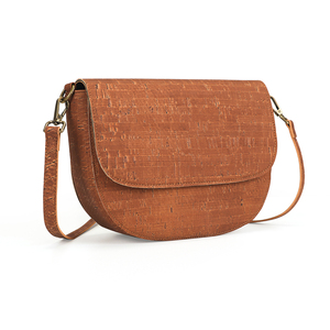 Dell'annata di Alta Qualità Eco Friendly Vegan di modo di Grandi Dimensioni E Mezzo Luna di sughero in pelle sintetica Borsa Da Sella in Tan - Product Image 3