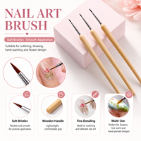 Ensemble de 4 pinceaux double embout pour nail art, manche transparent Aurora, poils en nylon, outil de manucure pour la peinture des ongles