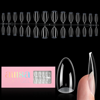 AILLSA 168 pièces, 14 tailles, faux ongles en acrylique, couvrance totale, formes Amande, Carré, Cercueil, Ovale, finition semi-mate, pré-limés, en gel souple, pour manucure française