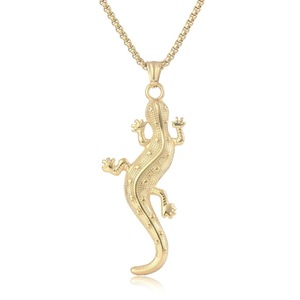 Collar con colgante de lagarto dorado yunnique, aleación de zinc, forma de animal, joyería de moda unisex - Product Image 1