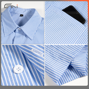 Chemise boutonnée pour <span class=keywords><strong>homme</strong></span> en polyester, coupe ample et courte, à rayures estivales, manches courtes, style formel et professionnel - Product Image 6