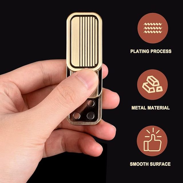 Metal Fidget Slider EDC Adult Fidget Toys Anxiety Stress Relief Desk & Gifts (Gold) Made in China