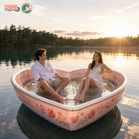 Kayak gonflable transparent en PVC en forme de cœur pour deux personnes, bateau à pagaies à coque stable pour la plage, les stations balnéaires, le tourisme, la vente en gros