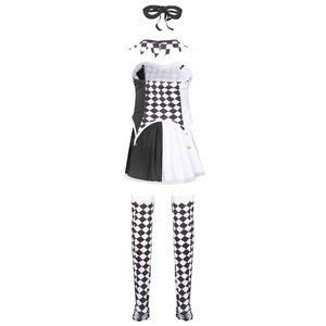 Vestido <span class=keywords><strong>de</strong></span> <span class=keywords><strong>Payaso</strong></span> a Cuadros Blancos y Negros con Diamantes, Disfraz Estilo Harley Quinn para Halloween, Traje para Fiestas, Juegos <span class=keywords><strong>de</strong></span> Rol y Actuaciones - Product Image 3