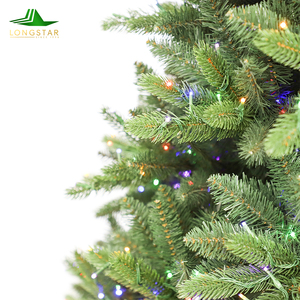 Sapin de Noël artificiel de luxe pré-éclairé en PVC et cèdre, haute qualité, 210 cm, lumières incandescentes blanc chaud, étanche - Product Image 6
