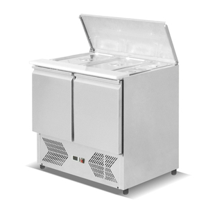Vente en gros Réfrigérateur industriel en acier inoxydable pour fruits et légumes 2 portes avec dessus casseroles et étagère pour bar à salade prix de comptoir - Product Image 4