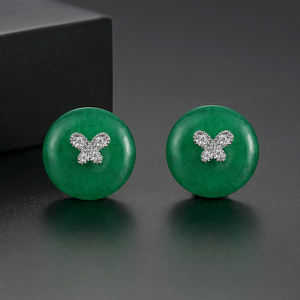 LUOTEEMI gioielli di moda per feste di matrimonio Design elegante orecchini a bottone in giada attraenti per le donne - Product Image 1