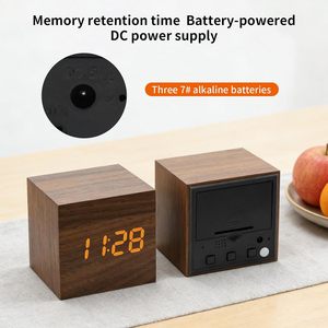 Modern Digital Kids <b>Table</b> Alarm <b>Clock</b> and Decorative Wooden square Led Wake up Retro Digital Flip Desk square Alarm <b>Clock</b> - Product Image 2