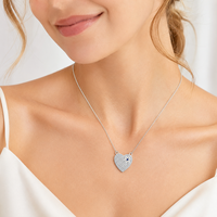 Nuevo Collar de Plata de Ley 925 con Colgante de Corazón con Circonitas, Regalo para el Día de San Valentín para Mujer