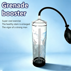 Agrandisseur de pénis gonflable en forme de grenade avec pompe manuelle, manchon en silicone, jouet pour adultes pour hommes, prise ferme, étanche, portable - Product Image 4