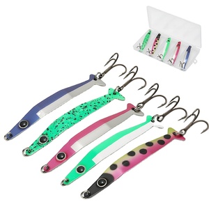 Leurres durs |   Lot de 5 leurres de jigging longue portée biomimétiques en métal à paillettes <span class=keywords><strong>pour</strong></span> la pêche au poisson-serpent et au bar - Vente en gros - Product Image 1