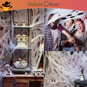 Décor d'Halloween Pafu, toile d'araignée à découper soi-même, filet flexible, filet extensible, décorations de toiles d'araignée effrayantes avec piquets de sol - Product Image 3
