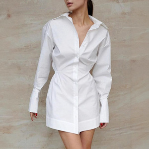 Abito Elegante da Donna di Alta Qualità, Stile Vintage, Linea ad A, Maniche Lunghe, Tinta Unita, Lunghezza Sopra il <span class=keywords><strong>Ginocchio</strong></span>, con Cintura in Vita - Product Image 1