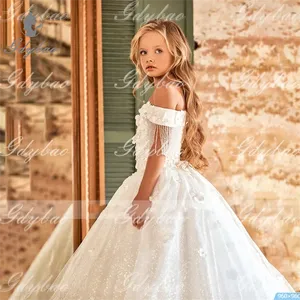 Lujo princesa fuera del hombro vestido de niña de las flores vestido de baile 2025 desfile fiesta de cumpleaños bautismo <span class=keywords><strong>Primera</strong></span> <span class=keywords><strong>Comunión</strong></span> - Product Image 2