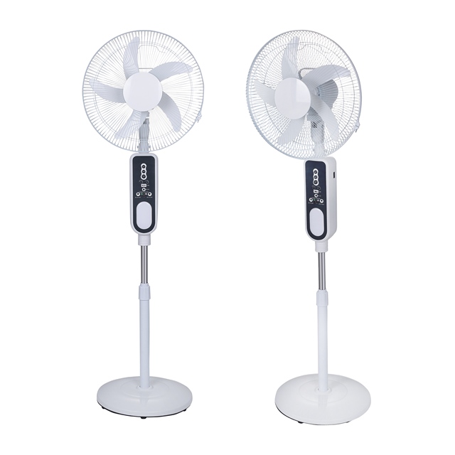 16-Inch Warehouse Stand Solar Electric Rechargeable Fan 5 Blades Brushless Motor USB Outdoor Car Use Remote Control Energy