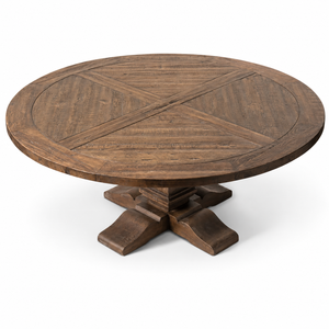 Mesa de Comedor de Lujo de Madera Maciza de Mango para 6 Personas, Base de Pedestal Resistente, Muebles Rústicos de Madera para el Hogar, Hotel, Restaurante - Product Image 3