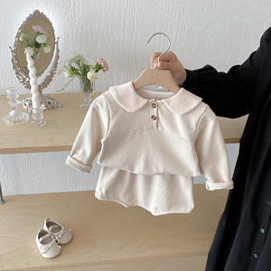 Set di abbigliamento da <span class=keywords><strong>bambina</strong></span> primavera e autunno abito stile occidentale grazioso completo tinta unita traspirante <span class=keywords><strong>pantaloni</strong></span> di pane due pezzi - Product Image 2