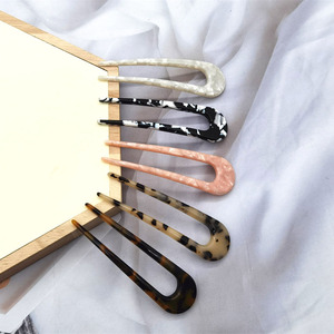 Épingle à <span class=keywords><strong>cheveux</strong></span> en acétate durable de style salon coréen Rossendora, accessoires colorés en forme de U pour chignon, outil de coiffure pour filles - Product Image 1