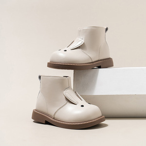 Waterproof Side Zipper <b>Ankle</b> Children's Boots Kids Winter School Kids <b>Ankle</b> Boots Cartoon Rabbit Leather Kids Boots Girls - Product Image 3