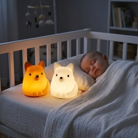 Lampe personnalisée OEM, mini lampe de nuit en silicone en forme de renard, à intensité variable, kawaii, pour chambre d'enfant, crèche, lumière de fête, cadeau, blanc chaud, USB