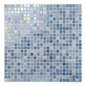 Mosaico in vetro Madeira 12x12 pollici iridescente blu grigio per pareti e pavimenti - Product Image 2