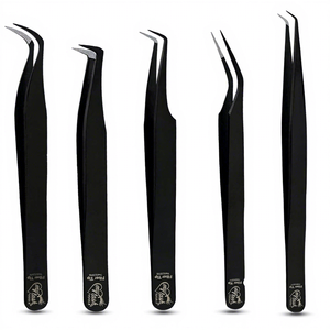 Pinzas de pestañas con punta de fibra más populares Pinzas de extensión de pestañas Mega Volumen 45 Pinzas de pestañas de 90 grados para pestañas-Negro - Product Image 1