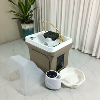 Fauteuil de lavage capillaire moderne Kisen pour usage hospitalier, personnalisable, avec fonction spa pour la tête, circulation d'eau et massage thaïlandais, lit de shampoing inclinable