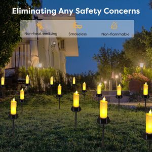 ALECTER Solar Flickering LED Candle <b>Lights</b> IP65 Waterproof Flameless <b>Light</b> Outdoor Decor <b>for</b> Lawn Yard <b>Pathway</b> Wedding Garden - Product Image 3