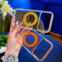 Coque transparente en PC avec cadre souple en TPU à double injection pour iPhone 18 Pro, support rotatif à 360 degrés, cadre métallique anti-chute