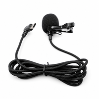 Microphone Lavalier Métallique Type-C Omnidirectionnel avec Câble Tressé de 1,5 m pour Smartphone, Appareil Photo et PC