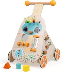 Andador de madera educativo para bebés, juguete de actividad, carrito de empuje con forma de león - Product Image 1