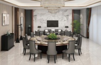 Big Electric Rotation Esstisch mit Stühlen Fish Belly White Esszimmer möbel Set Automatischer Drehtisch für Restaurant