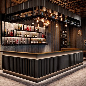 Comptoir de café en bois <span class=keywords><strong>pour</strong></span> bar à café/thé au lait, <span class=keywords><strong>vitrine</strong></span> avec éclairage <span class=keywords><strong>LED</strong></span>, design de boutique - Product Image 2