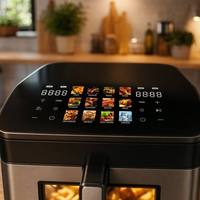 Nouvel arrivage : Friteuse à air électronique à LED, sans huile, double panier 6L+6L, four à cuisson rapide