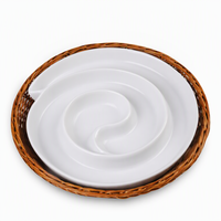 Plat de service rond en porcelaine blanc, idéal pour les apéritifs sur panier, parfait pour les fêtes - Nouveauté très demandée