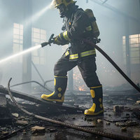 Bottes de sécurité anti-choc à embout d'acier et semelle intermédiaire anti-perforation en Kevlar, en caoutchouc et néoprène, pour hommes, idéales pour la lutte contre les incendies (vente en gros)