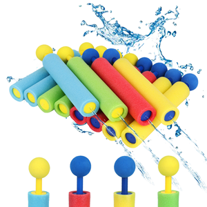 男女通用夏季沙滩水上玩具高压直泡沫EVA水枪批发廉价塑料拉出式手枪玩具 - Product Image 1