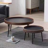 Meubles de salon modernes en bois ensemble de tables basses rondes