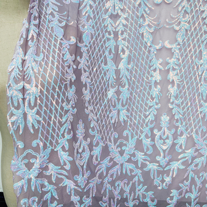 High Quality African Beaded Glitter <strong>Sequined</strong> French <strong>Net</strong> Embroidered Stretch Mesh Iridescent <strong>Sequined</strong> <strong>Lace</strong> <strong>Fabric</strong> for Women Dress - Product Image 4
