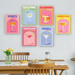 6 pezzi, mini vernice per bevande estive fai da te con set di numeri, pittura appesa per decorazioni artistiche e artigianali del soggiorno - Product Image 6