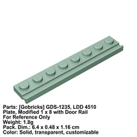 Pièces de construction Gobricks GDS-1235 en gros, pièce LDD 4510, plaque spéciale 1x8 avec rail de porte, pièces MOC